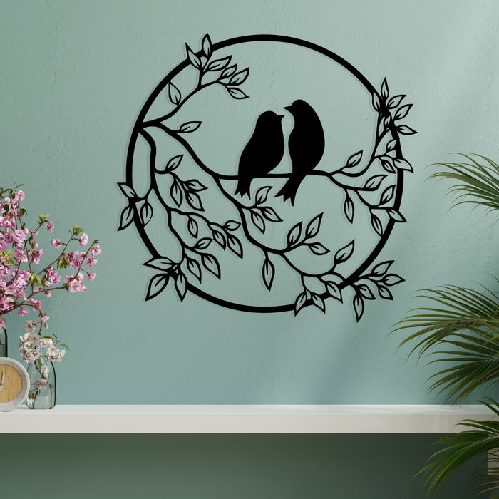 Wallity Birds In The Tree Escultura de pared negra